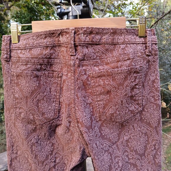 Nine West Vintage America Brown Brocade Matchstick Skinny Jeans Sz 10 - Picture 5 of 12